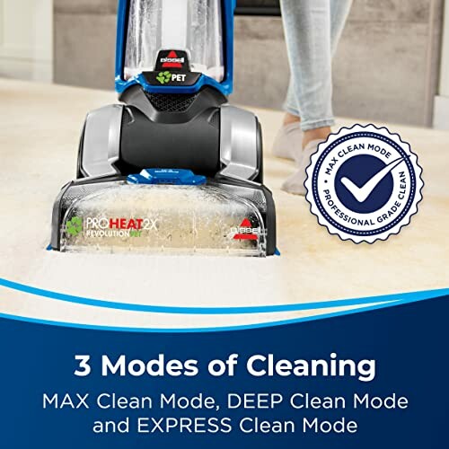 Bissell carpet cleaner with three cleaning modes.