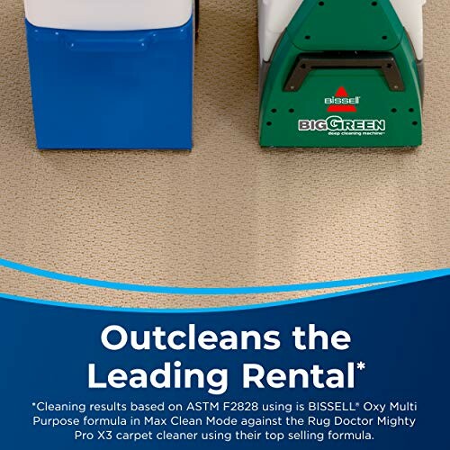 Bissell Big Green carpet cleaner outcleans leading rental advertisement.