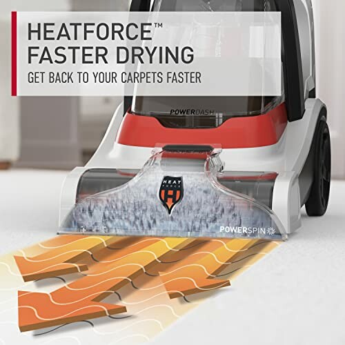 Carpet cleaner with HeatForce technology for faster drying, making the cleaning process even quicker.