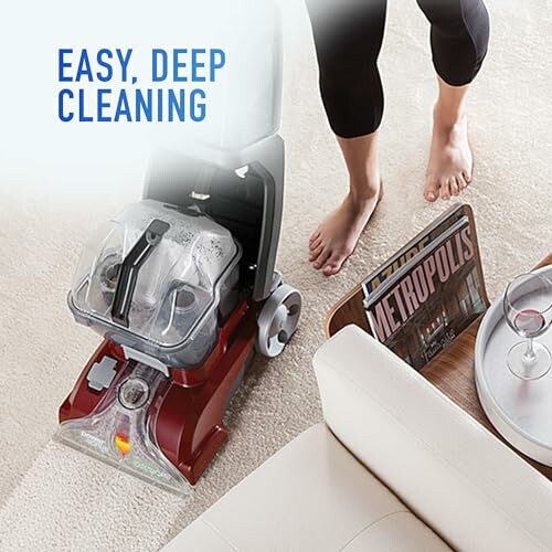 Image of an upright carpet cleaning machine