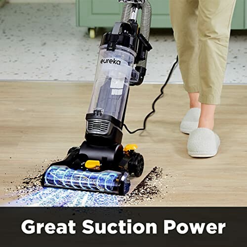 Vacuum cleaner demonstrating great suction power on floor.